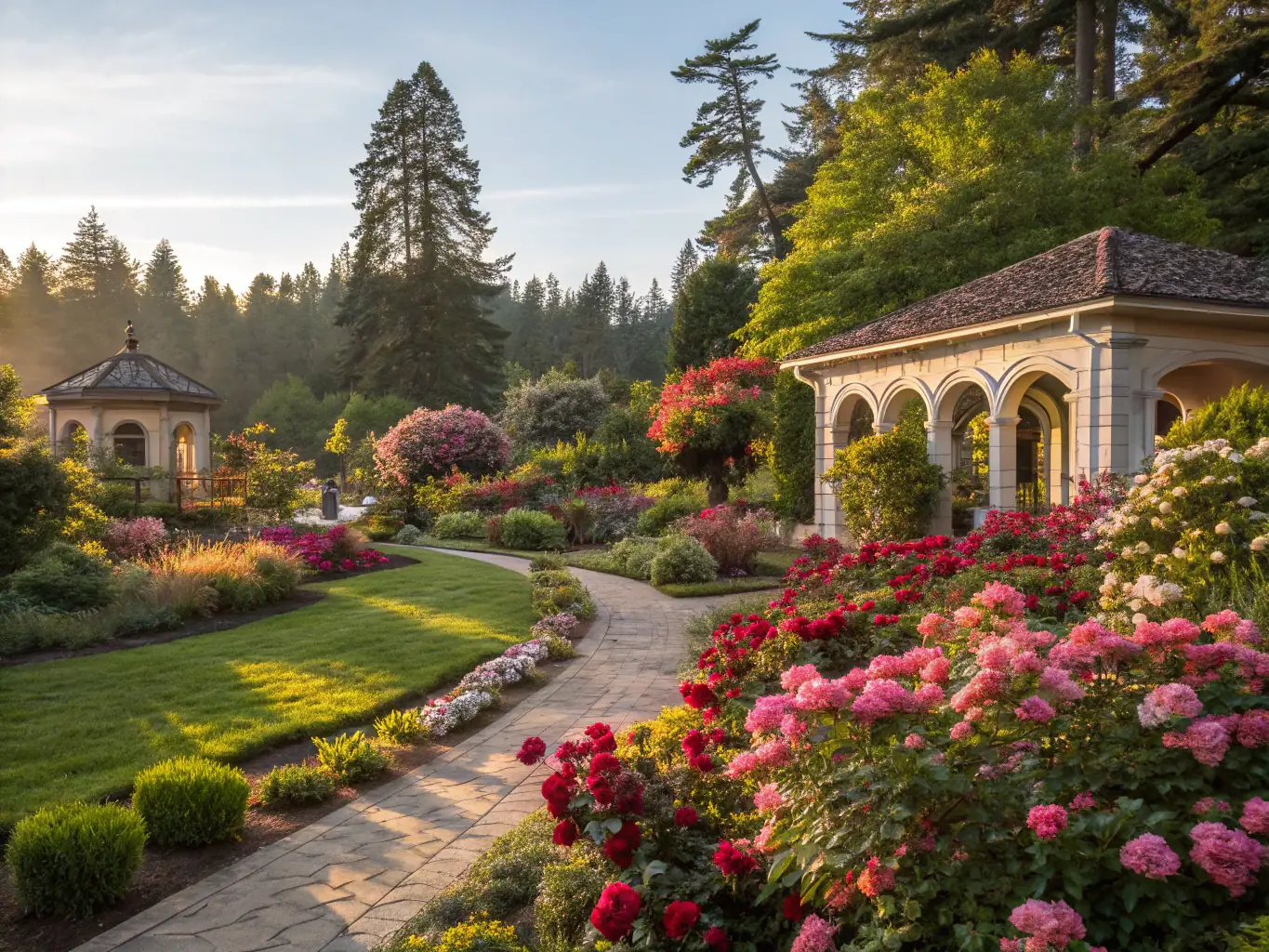 An image of a flourishing garden, representing regenerative learning values and the cultivation of thriving educational environments.